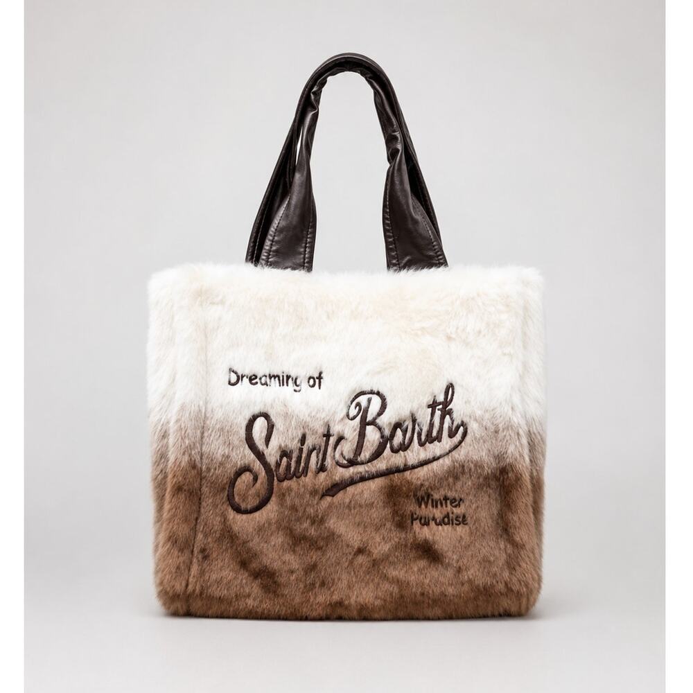 MC2 Saint Barth Bag Brown Gradient Furry Flavea Faux Fur Handbag Top Handle Tote